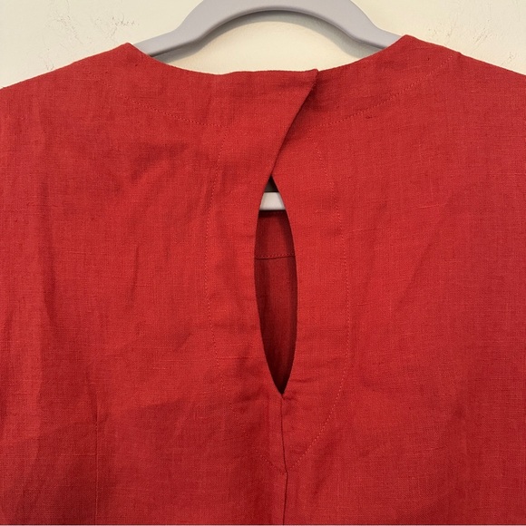 Jaeger London Vintage Linen Sleeveless Burnt Orange Shift Dress Size UK 10 US 8 - Picture 4 of 12